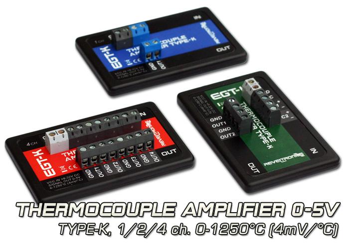 Thermocouple conditioner 0-5V k-type single, dual or quad channel