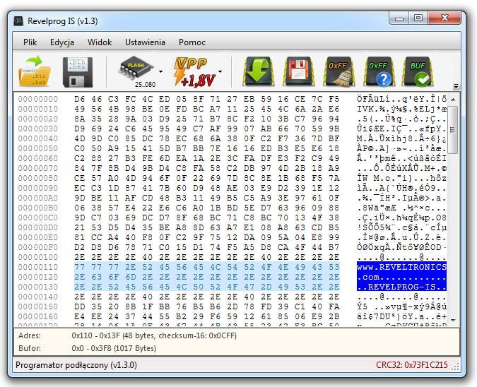 Oprogramowanie REVELPROG IS - zrzut ekranu