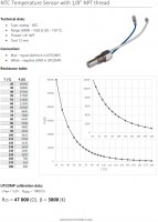 Oil water temperature sensor 150C NTC resistance table